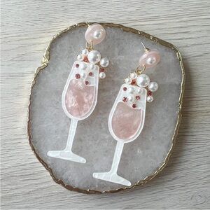 NEW Pearl and Crystal Champagne Glass Earrings